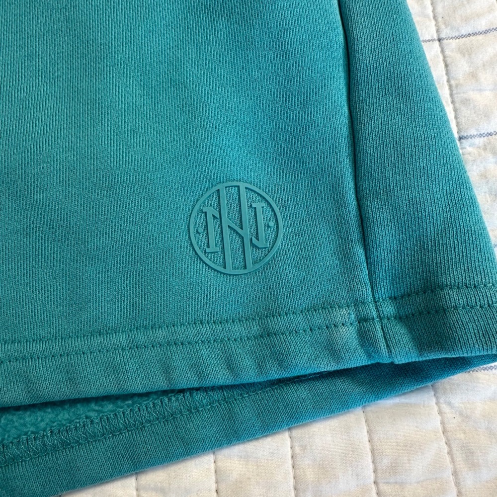 Ninth Hall Fundamentals Mens Teal Fleece Shorts Size L Organic Cotton Blend - Picture 2 of 9